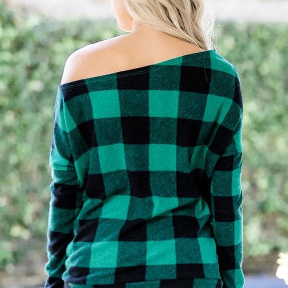 Green Black Buffalo Check Plaid Shirt - Picture 2 of 8